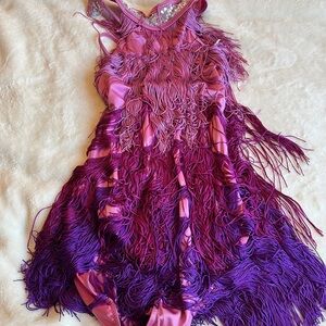 Weissman Pink & Purple Fringe Dance Costume Dress